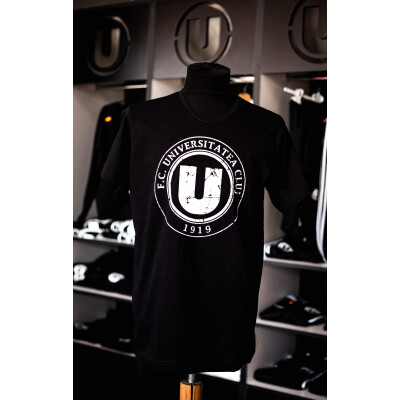 Tricou negru cu sigla FC Universitatea Cluj