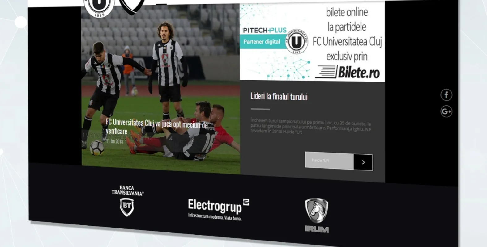 PitechPlus, partener digital al FC Universitatea Cluj. A fost lansat noul site oficial al clubului