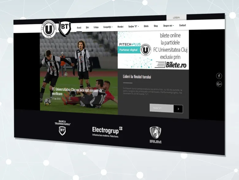 PitechPlus, partener digital al FC Universitatea Cluj. A fost lansat noul site oficial al clubului