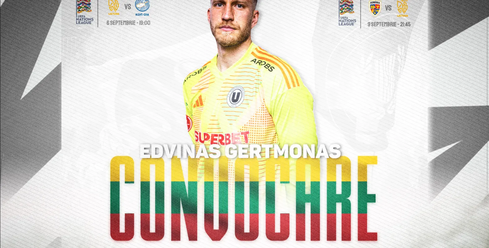 Edvinas Gertmonas, convocat pentru dubla cu Cipru și România din Nations League