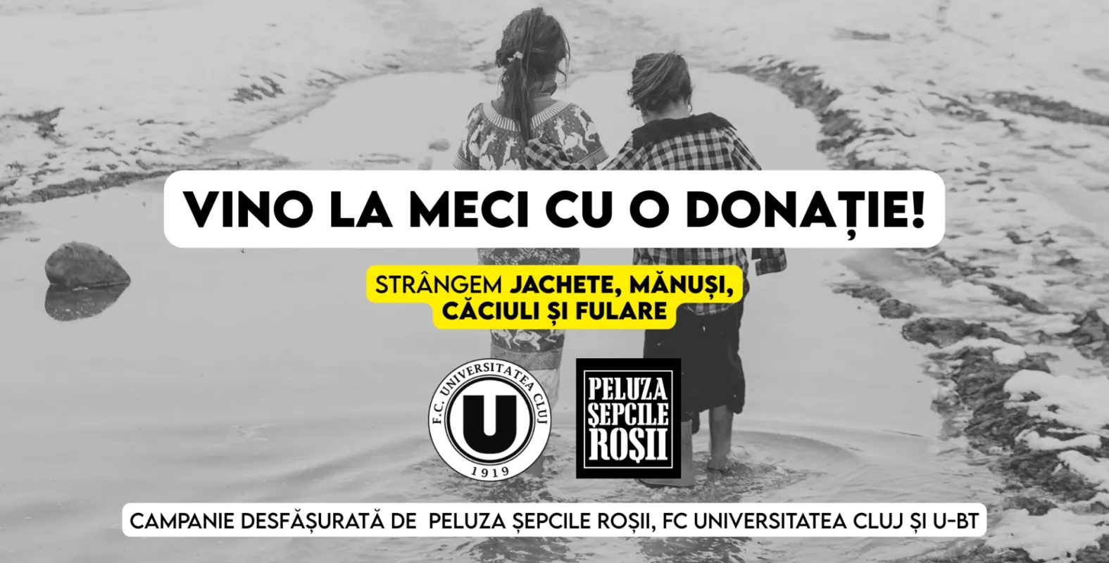 SOLIDARITATEA ȚINE DE CALD / FC Universitatea Cluj, Peluza Șepcile Roșii și U-BT colectează haine de iarnă pentru persoanele defavorizate