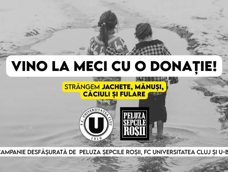 SOLIDARITATEA ȚINE DE CALD / FC Universitatea Cluj, Peluza Șepcile Roșii și U-BT colectează haine de iarnă pentru persoanele defavorizate